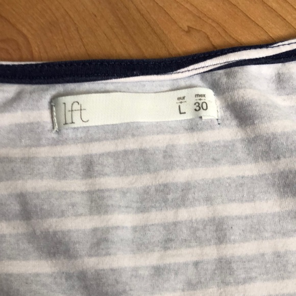 Stripped, blue and white, 3/4 length sleeve top - Picture 2 of 4